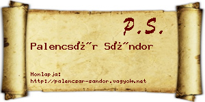Palencsár Sándor névjegykártya