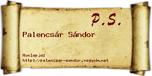 Palencsár Sándor névjegykártya