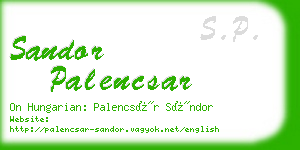 sandor palencsar business card